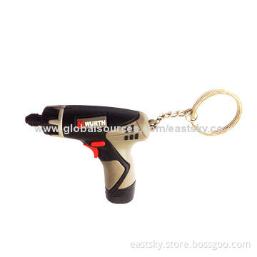 Customized electric drill-shaped USB flash drive, made of soft PVC material, OEM orders are welcomeNew